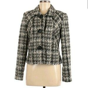 CAbi Faux Suede Perforated Scalloped Hem Asymmetrical‎ Jacket Sz M